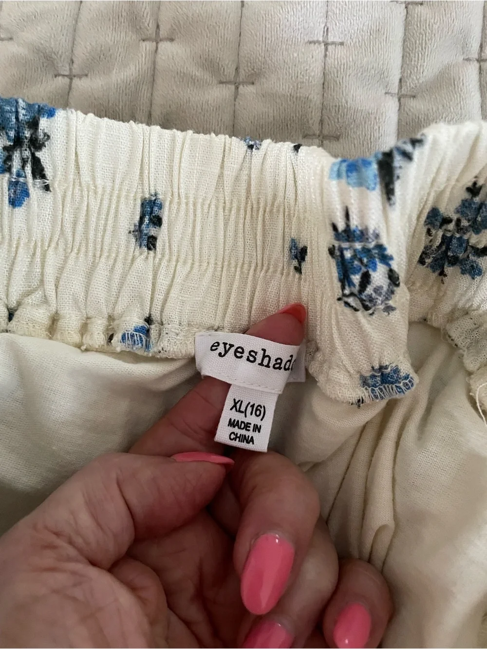 Kohl's Cream Two-Piece Set with Blue Floral Print